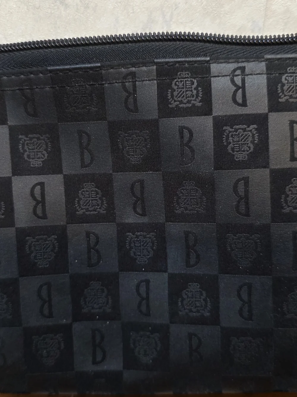 Black Borghese Monogram Check Cosmetic Pouch